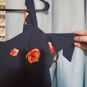 Ashley Graham navy dress with coral flowers READ DESCRIPTION Size 16